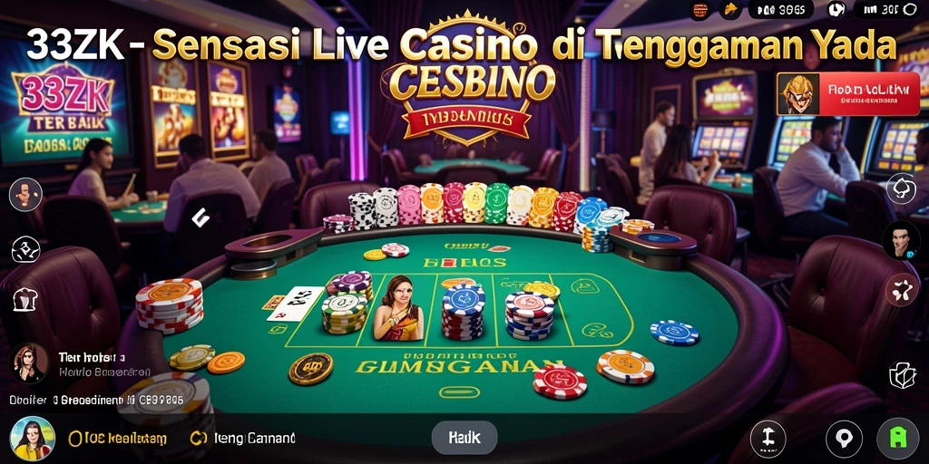 Tampilan gameplay Live Casino yang mendebarkan di 33ZK.