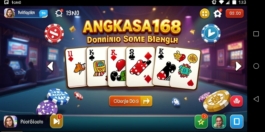 Screenshot gameplay seru dari ANGKASA168 yang menunjukkan suasana permainan Domino.