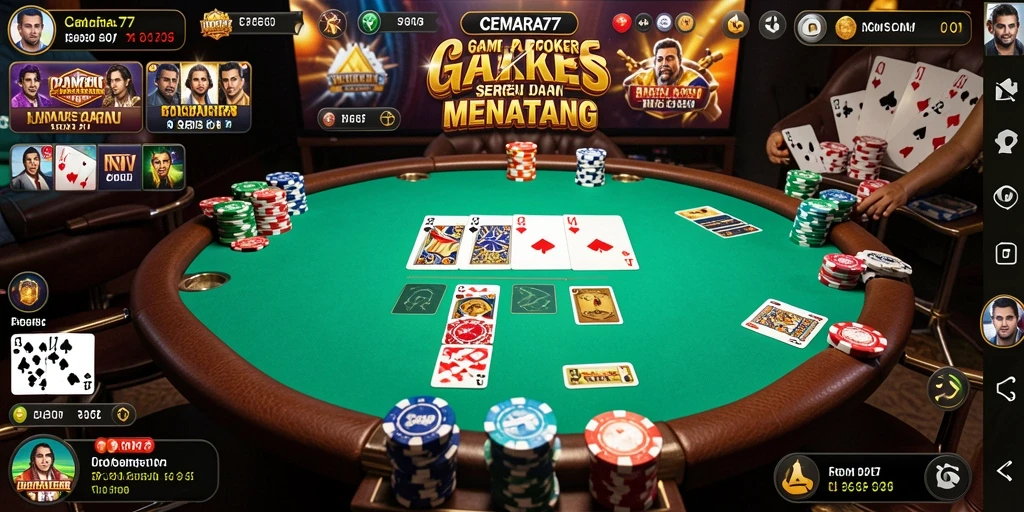 Tampilan gameplay CEMARA77 yang menegangkan dalam permainan Poker.