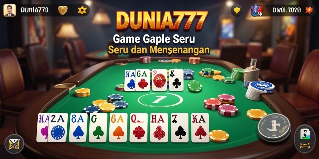 Tampilan gameplay Gaple yang seru dan interaktif di DUNIA777.