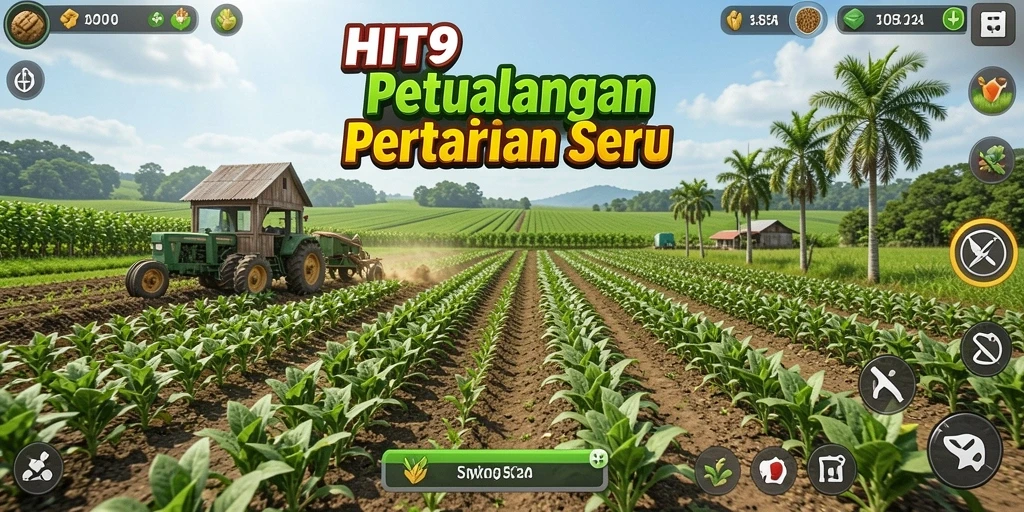 Tampilan gameplay HIT9 dengan aktivitas bertani yang seru.