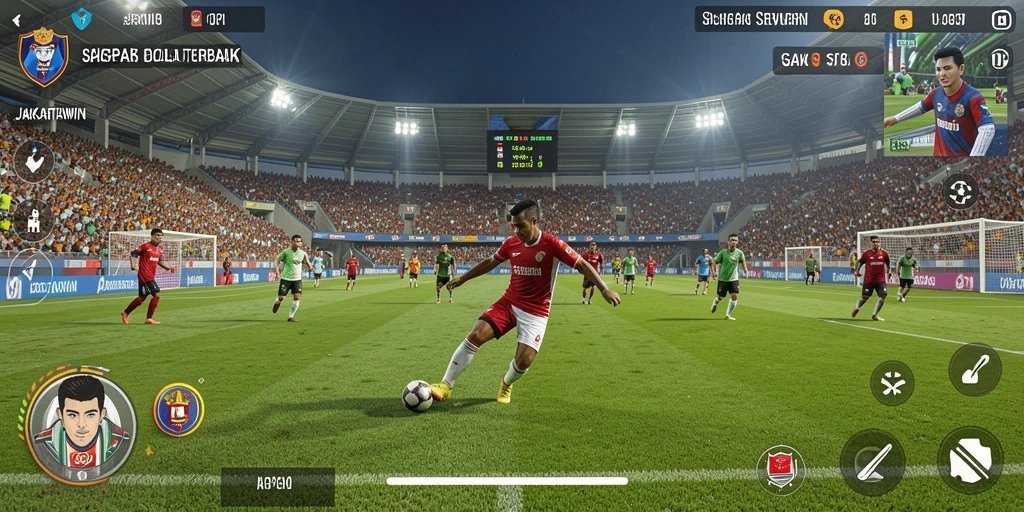 Tampilan game sepak bola yang menegangkan di JAKARTAWIN.