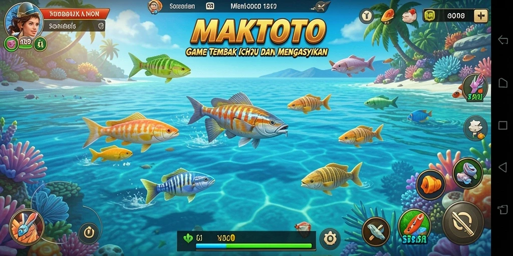 Tampilan gameplay seru Tembak Ikan di MAKTOTO.