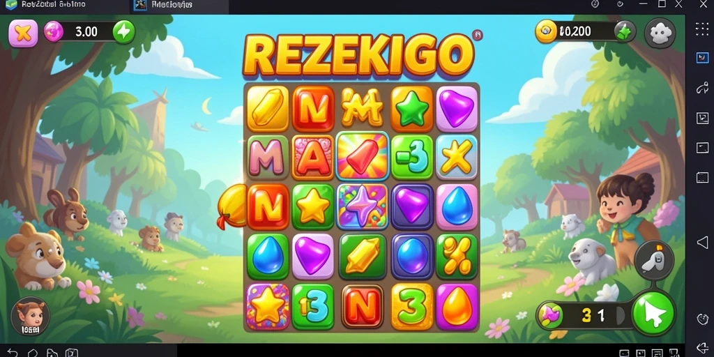 Tampilan gameplay seru dalam REZEKIGO dengan kombinasi warna menarik.