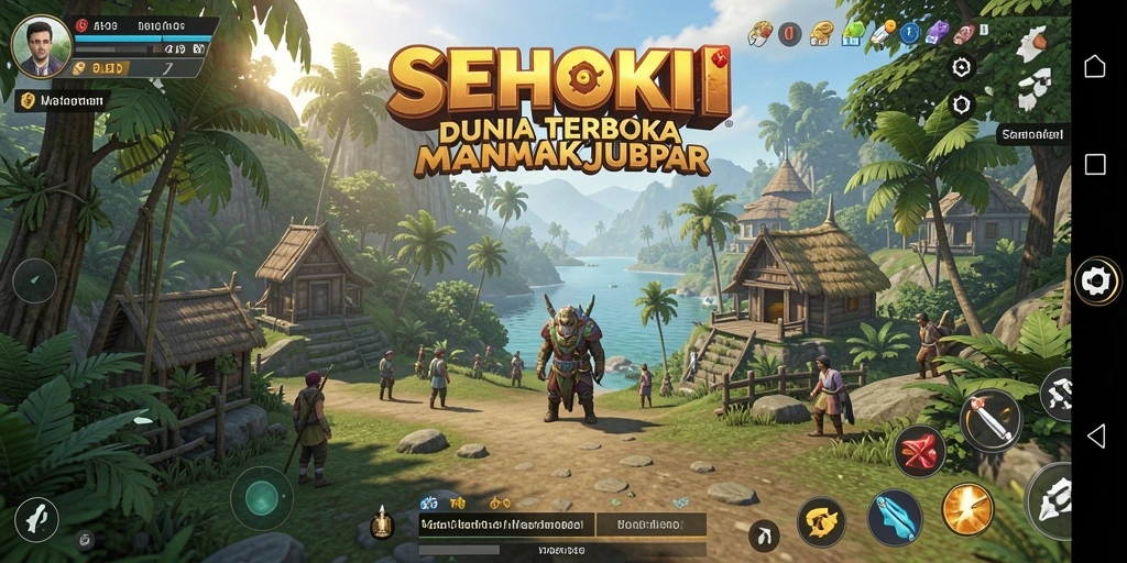 Screenshot utama SEHOKI menampilkan petualangan pemain di dunia terbuka yang luas.