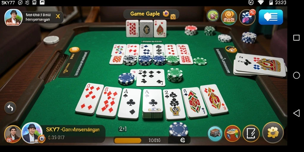 Gameplay seru Gaple di SKY77 dengan interaksi sosial.